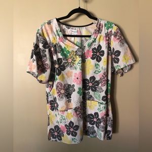 Floral scrub shirt